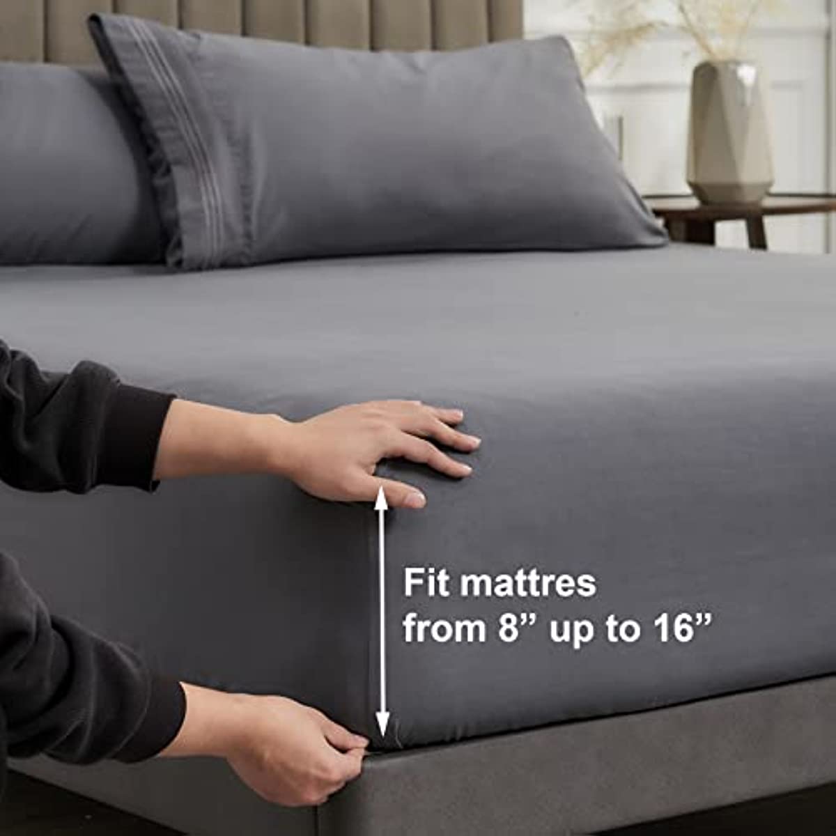 WOD FAMY Microfiber Easy Fit Twin Size Bed Sheet Set Extra Soft Deep –  WODFAMY